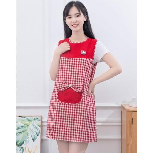 Apron Womens Kitchen Household Cotton Waterproof Oilproof Cute Japanese Korean Fashion Cooking Housework Adult Workwear