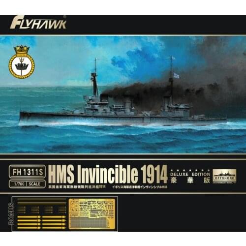 Flyhawk FH1311S 1/700 HMS Invincible 1914 [Deluxe Edition] - Scale Model Kit