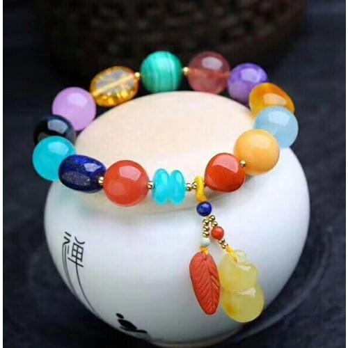 Fine Multicolor JoursNeige Natural Stone Bracelets With Shape Bead With gourd leaf Bracelet for Women Single lap Fashion Jewelry