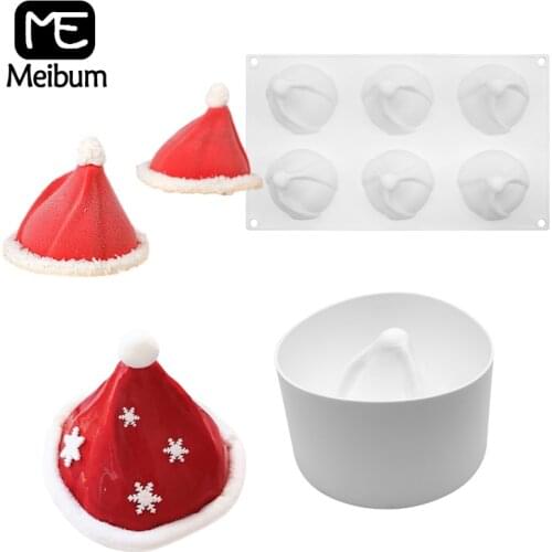 Meibum Silicone Cake Molds Festival Christmas Hat Snowflake Tree Decorating Tray Mousse Mould Party Pastry Bakeware Baking Tools