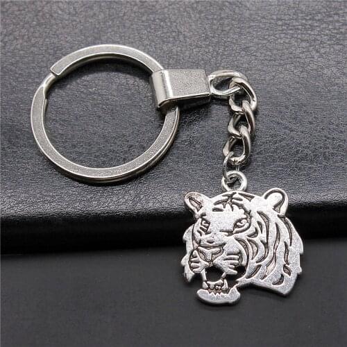 Fashion 2 Colors 27x24mm Tiger Charms Key Chain DIY Women & Men Souvenir Gift