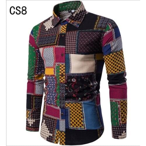 Mens fashion long-sleeved mens shirt Plus size M--5XL