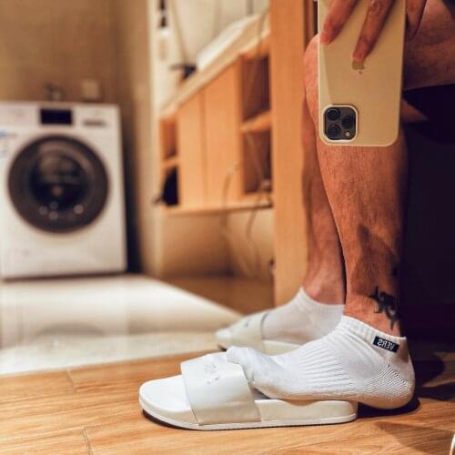 1pair Fashion White Color Top Vers Bottom Letter Sock Sexy Gay Men Sports Low Tube Football Streetwear Socks Comfortable Socks