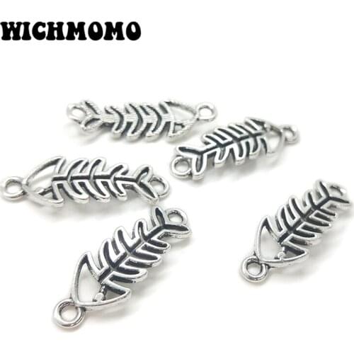 2019 New 31mm 8pieces/bag Retro Zinc Alloy Fish Bone Shape Connectors Linker Charms Diy Jewelry Earring bracelets Accessories