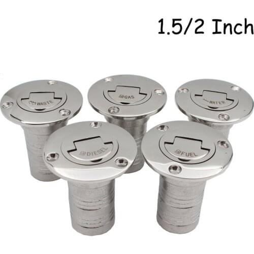 New Stainless Steel 316 Deck Filler GAS DIESEL FUEL WASTE WATER 38mm 50mm Mirror Polish Marine Boat Hardware Deck Filler Cap