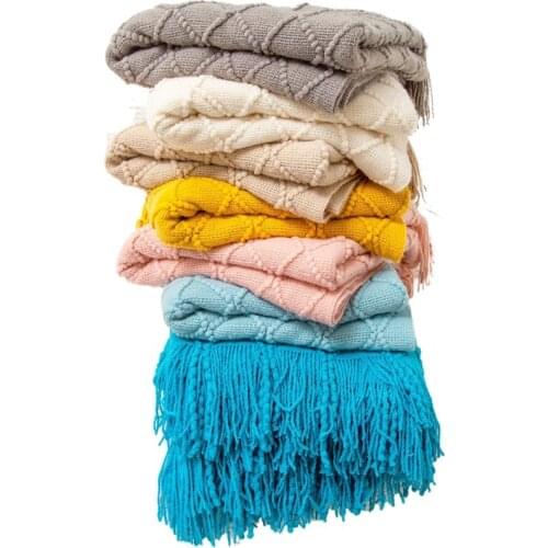 127*170cm/130*230cm Knitted Sofa Bed Car Throw Blanket Baby Warm Towel Home Decoration Textile Blanket Kids Children Bedding Use