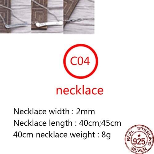 C04 S925 sterling silver necklace retro personality fashion punk style circle letter simple jewelry wild couple sweater chain