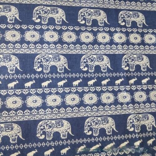 Lucky Elephant Cotton Linen Printed Fabric For Sewing Tablecloth Sofa Pillowcase 45X150cm/Piece TJ4178