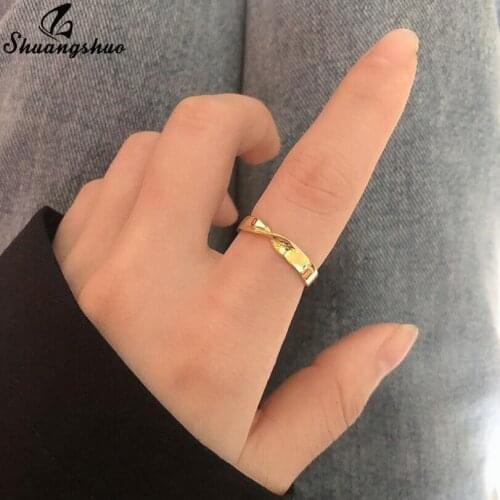 Shuangshuo Korean Geometric Finger Rings for Women Girls Fashion Irregular Twist Open Adjustable Ring Female Simple Jewelry