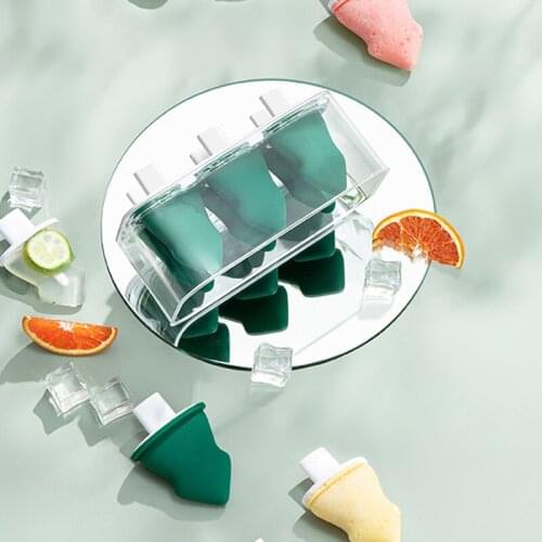 Silicone Christmas Tree Shape Ice Cream Mold Popsicle Mould With Sticks 6 Cell Ice Cube DIY Dessert Chocolate Decoration Tool