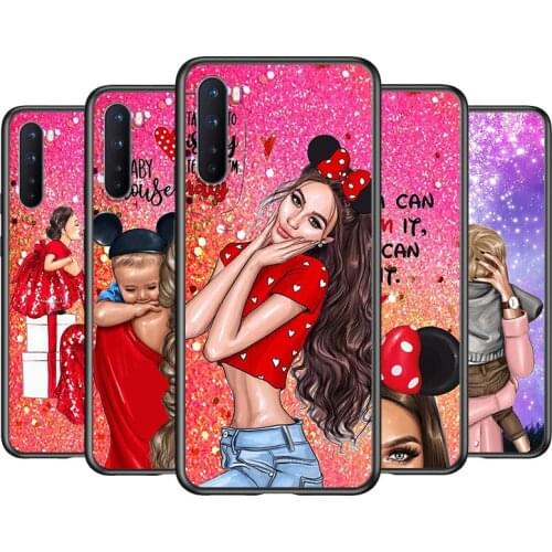 Soft TPU Super Hot Mom Baby Girl Silicone Cover For OnePlus Nord CE 2 N100 N10 9 9R 8T 8 7T 7 6T 6 5T Pro Black Phone Case