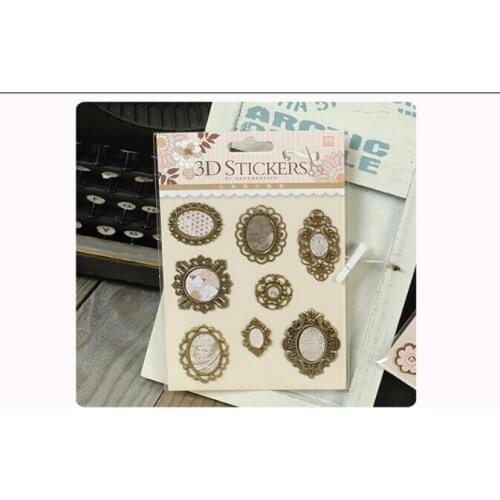 Top Grade delicate bronze casting vintage Mirror Style 3D stickers retro life Plated Metal tag scrapbooking embellishment