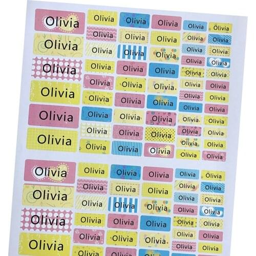 114Pcs Girl Colorful Name Stickers Custom Personal Tags Waterproof Die Cut Labels For Kids School Stationery Scrapbooking Decor