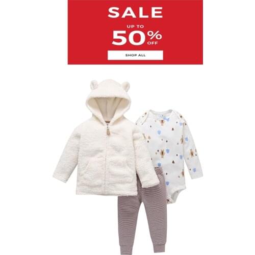 Baby boy winter clothes hooded coat Fleece+romper+pants newborn girl clothing babies outfit long sleeve infant set zipper 2021