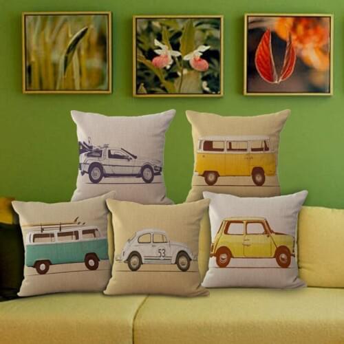 1 piece famous designer Cute Cartoon vehicle Series Pattern Seat pillow cover Decorative Home Chair Throw Pillow Case 45*45cm