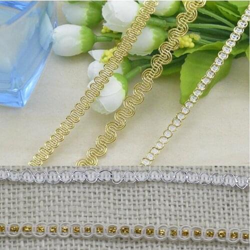 100meters Gold Silver lace Trim Sewing Lace Centipeded Braided Lace Wave Shape Ribbon DIY Clothes Accessories Curve Lace