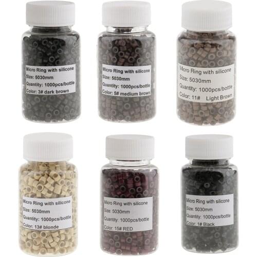 1000pcs Hair Extension Silicone Micro Rings Links Beads Loops Crimp Lot Bulk Hair Extensions Color Ring