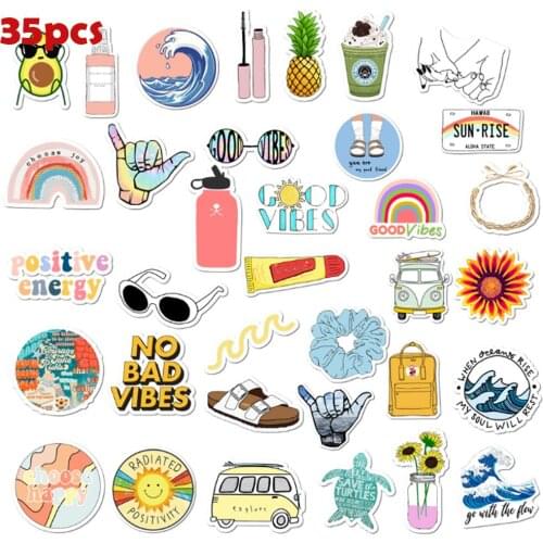 11/13/35PCS VSCO Girl Style Cartoon Stickers Car Motorcycle Travel Luggage Phone Guitar Laptop Waterproof PVC Cool Joke Stickers