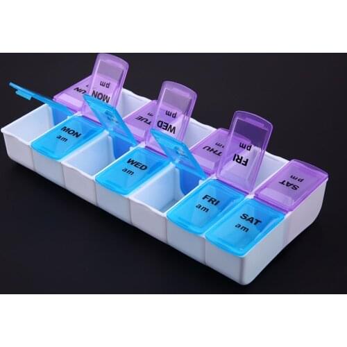 14 Slot 7 Day Pill Organizer Box Weekly Pill Case Travel Medication Reminder Medicine Storage Box Body Care Tool