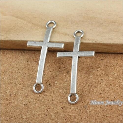 25 pcs Vintage zinc alloy Antique Silver Cross connector pendant fit Bracelet Necklace metal jewelry accessories Making 20016