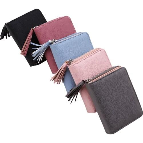 3 Fold Tassel Pendant Short Wallet For Women Girl Small Square Bag Coin Purse Card ID Holder Female Money Bag Clutch Wallet