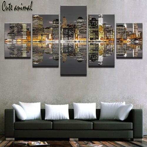 5 pcs set Diamond embroidery City Building Night View 5d diy diamond painting Mosaic puzzle 3d rhinestone painting Diamant art