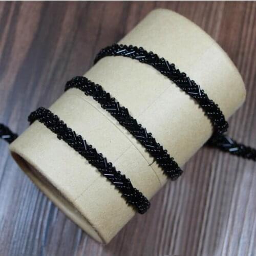 5yards Black Beaded Lace Trim Mesh Lace Ribbon Fabric Clothes Decoration Wedding Dress Collar Sleeve Lace Applique DIY Crafts