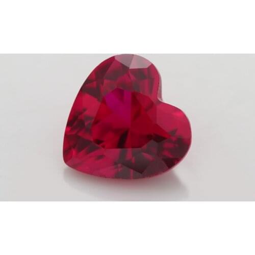 50PCS 3x3~10x10mm Heart Shape Loose Corundum Dark Red Color Synthetic stone For Jewelry DIY Gems Stone 8