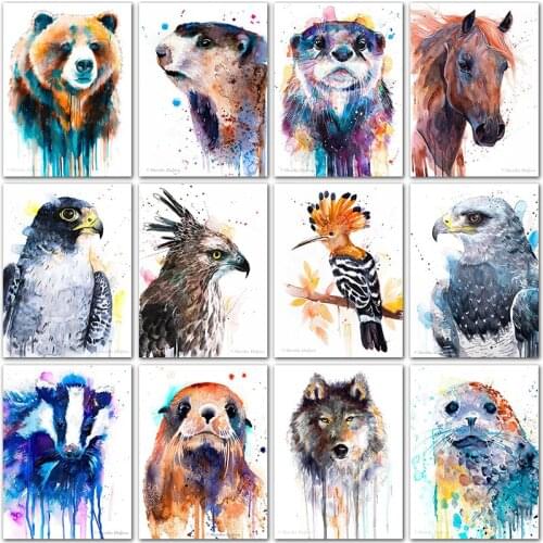 5D DIY Diamond painting Cartoon animals horse bird wolf Full Round Diamond embroidery Cross stitch Full Square Diamond mosaic