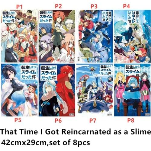 8 PCS/LOT Anime That Time I Got Reincarnated as a Slime Toys Embossing Poster Rimuru Tempest Toy Wall Stickers Size 42cm x 29 cm