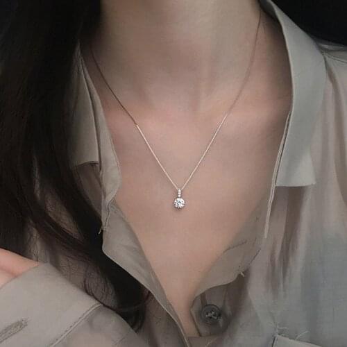 925 Sterling Silver Geometric Water Drop Necklace Female Simple Clavicle Chain