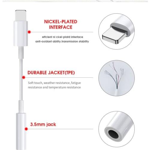 Bluetooth Headphone jack adapter 8pin to 3.5 mm cable converter for iphone 7 8 10 11 12 pro max plus IOS 14 above
