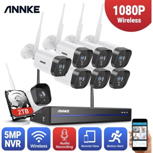 ANNKE 8CH 1080P FHD Wi-Fi Wireless NVR CCTV System 4PCS IP Camera WIFI Outdoor Waterproof CCTV Security Camera Surveillance Kits