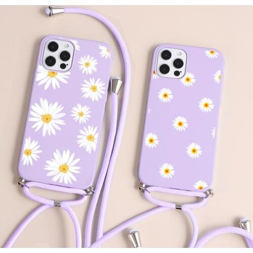Lovely Flower Butterfly Case For Samsung Galaxy S21 S9 S8 S10 S20 Plus Ultra A50 A51 A52 A32 A71 A12 S20 FE A21S Lanyard Fundas