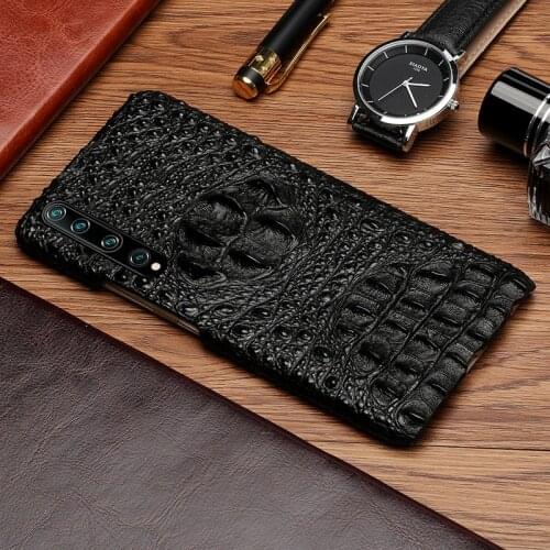 LANGSIDI Original Luxury case For Xiaomi mi 10 10pro 9 9T Lite Redmi note 8 8t A3 Crocodile Genuine leather back cover fundas