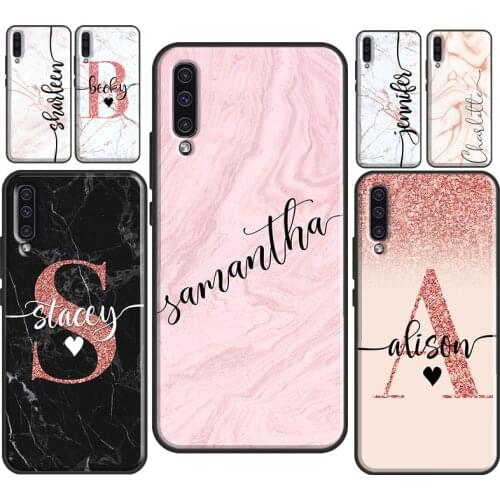 Custom Name Initials Rose Gold marble Case For Samsung A71 A51 A41 A31 A11 A20 A30 S A40 A50 A70 A20e A21S A12 A32 A72 A52 Cover