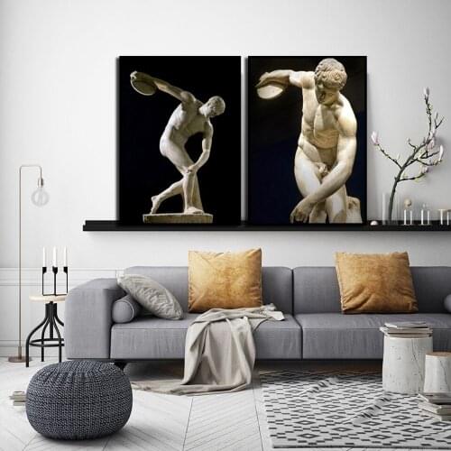 Black and White Discobolus Sculpture Art Canvas Painting Poster Printmaking Wall Picture Nordic Home Decor Room