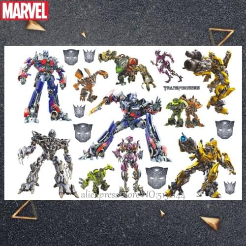 Hasbro Marvel 17*10cm Transforming car man Captain America Cartoon water transfer Child Tattoo Sticker Party Funny Sticker Toy