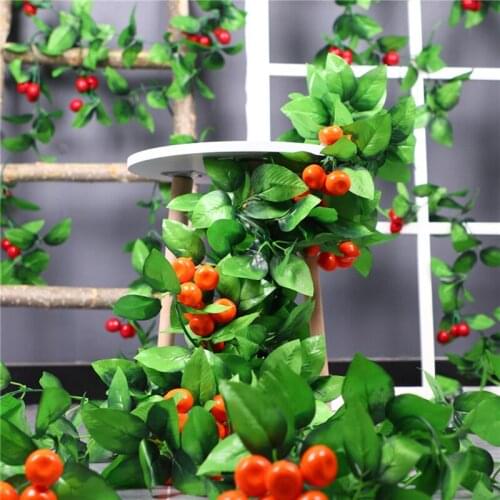 Artificial Plant Blueberry Lemon Vine Hanging Flowers For Wall Decoration Rattan Fake Fruit Leaves Garland Wedding Home Ornament
