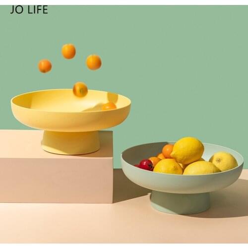 JO LIFE Creative Macaron Color Fruit Drain Basket Snack Storage Tray Multi-function Strainer Detachable Candy Plate