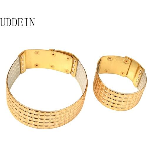 UDDEIN New Arrival Necklace / Bracelet Sets Gold Color Leather Chokers Vintage Statement Necklace For Women Party Jewelry Collar