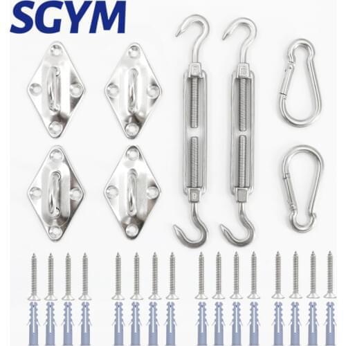 Sun Shelter Shade Sail Hardware Kit Awning Canopy Accessories 304 Stainless Steel Carabiner Clip Hook Screws Tent Tarp Accessory