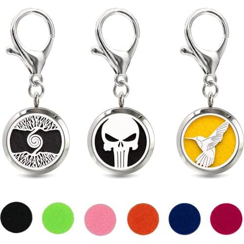 Shell Goat Key Chain Essential Oil Perfume Diffuser 30mm Magnetic Locket with Lobster Clasp Key Ring 10pcs Pads Free