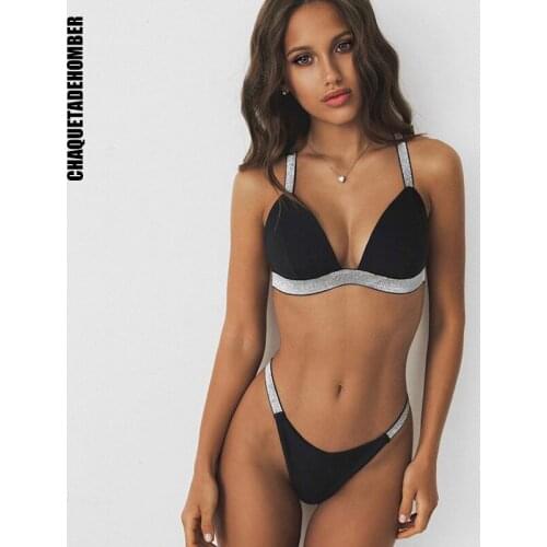 Bikinis Swimwear Beachwear 2021 Women Flash Bandage Swimsuit Summer Two Pieces Bathing Suit Pure Color Halter Beach Wear