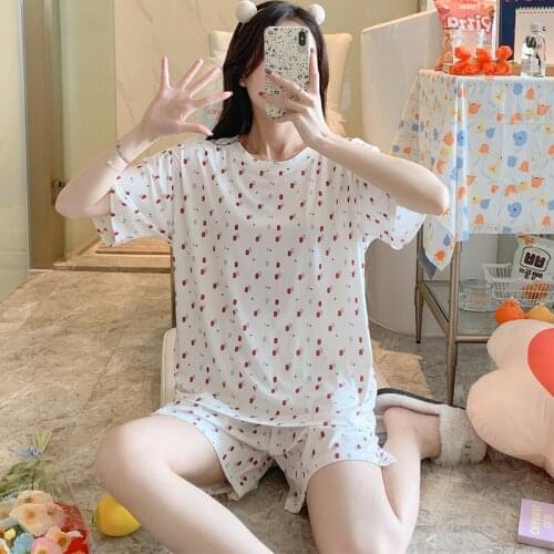 Summer Pajamas Loose Version Women Sleepwear Plus Size Sexy Sleepwear Silk Nightgown Short Sleeve Leisure Wear Princess Style