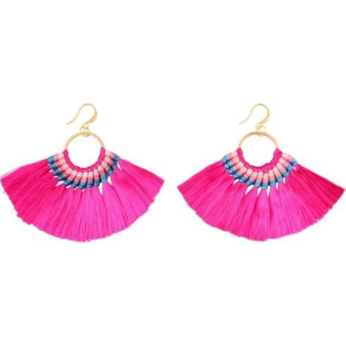 Chunky Tassel Pendant Gold Color Metal Rope Braided Drop Earrings for Women Design Florate Brand Bohemain Statement Earrings