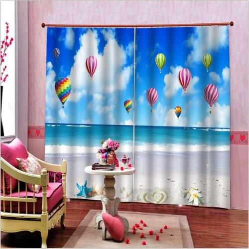Fashion Customized Cartoon seaside scenery Balloon Curtains For Living room Blackout Childrens room Drapes