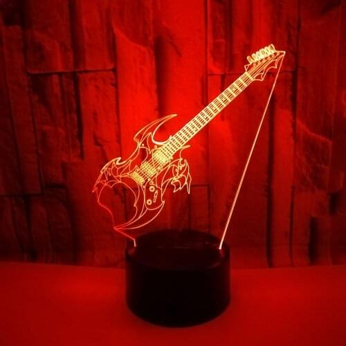 Musical Instruments Guita Nightlight Mood 3D Lamp 7 Color Change Touch Remote Switch 3d Night Lights Birthday Gifts Toy