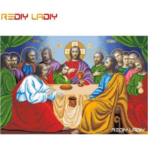 DIY Diamond Painting Cross Stitch the Last Supper Partial Round Diamond Embroidery Crystal Picture of Rhinestones Mosaic Kits