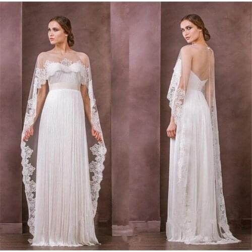 New lace shawl mesh appliqué small tail long cape bridal cloak for bridal warps